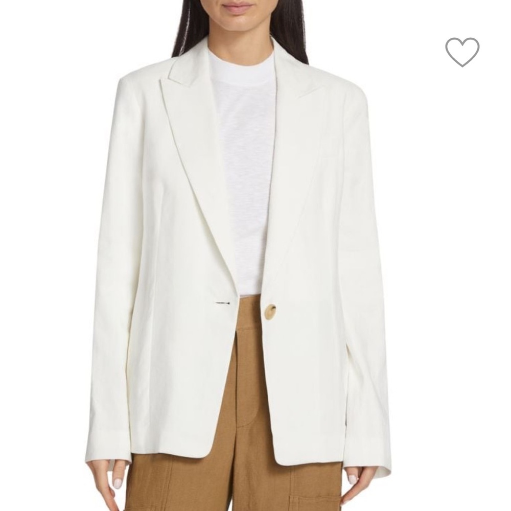Vince off white cream linen single breasted blazer size 8